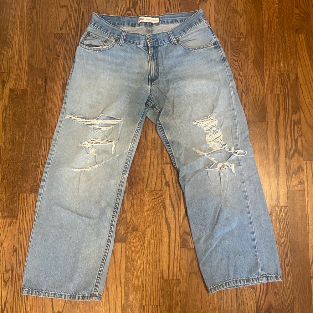 Levi’s 550 - 34x28 Thrashed, Cropped, Relaxed Fit Style Punk Denim Jeans
